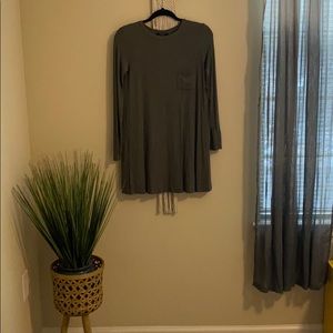 Hunter Green Long Sleeve Casual Loose Dress
